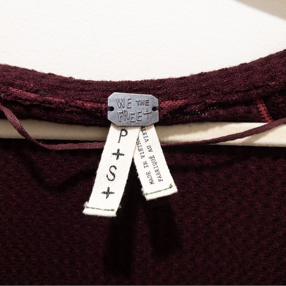 Free People We the Free Laguna Burgundy Thermal Long Sleeve Top - Picture 6 of 7